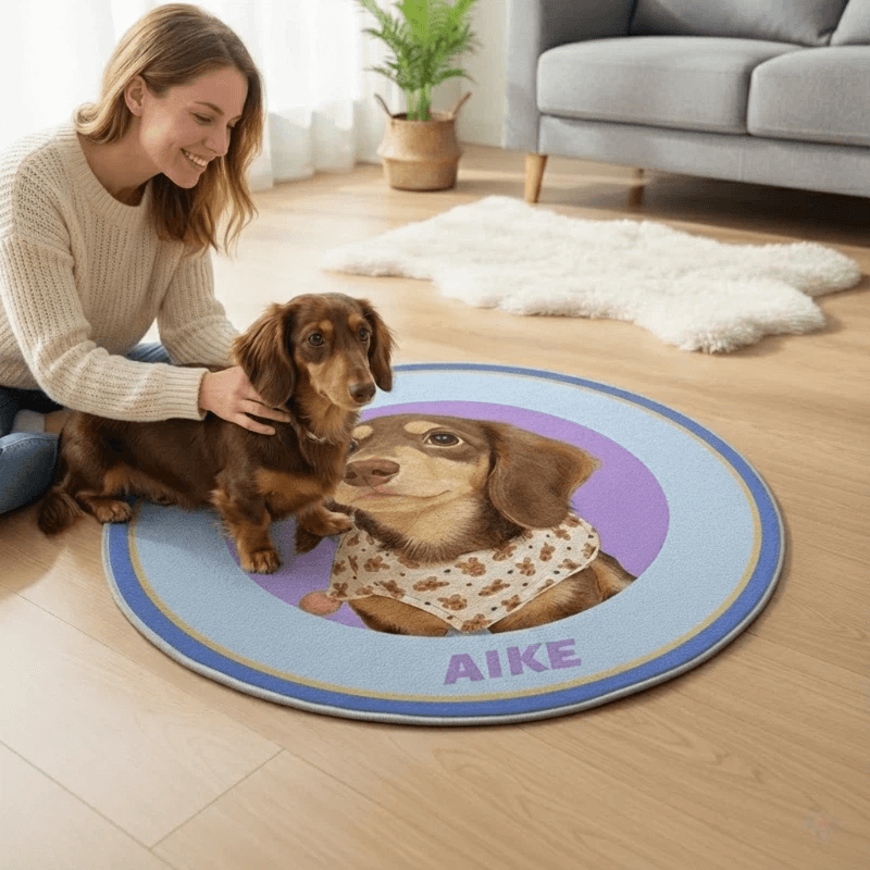 AikeDear-Custom Pet Portrait Rug  Made of Love & Paws