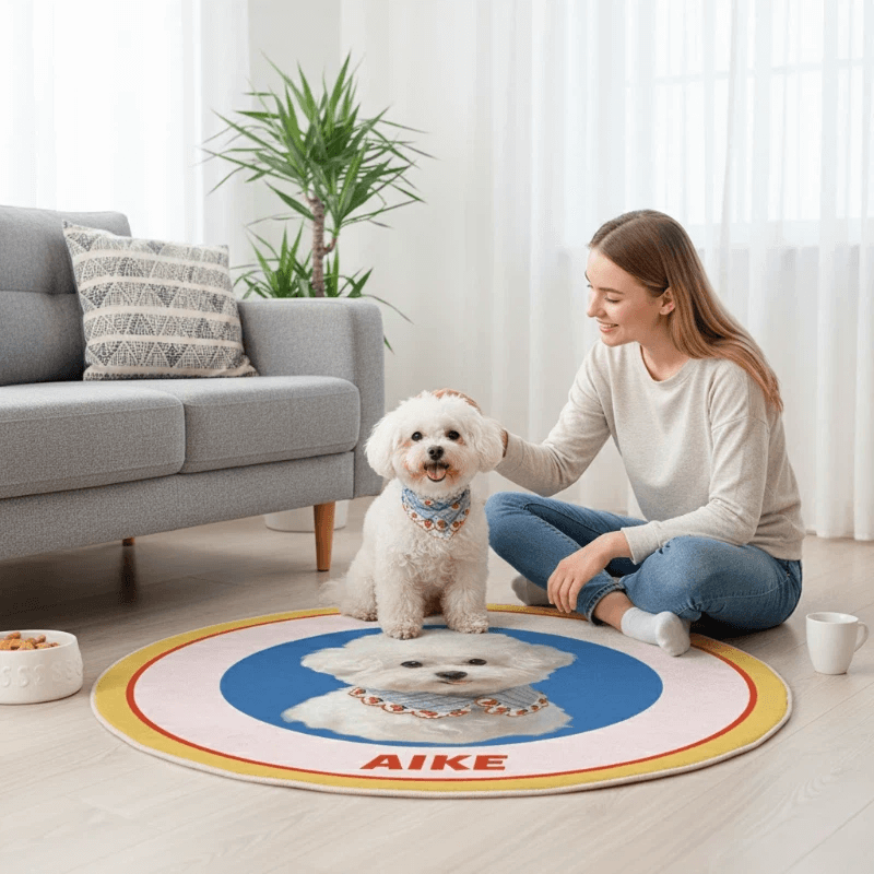 AikeDear-Custom Pet Portrait Rug  Made of Love & Paws
