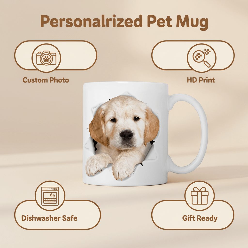 Custom Portrait Ceramic Cup for Dog Lovers