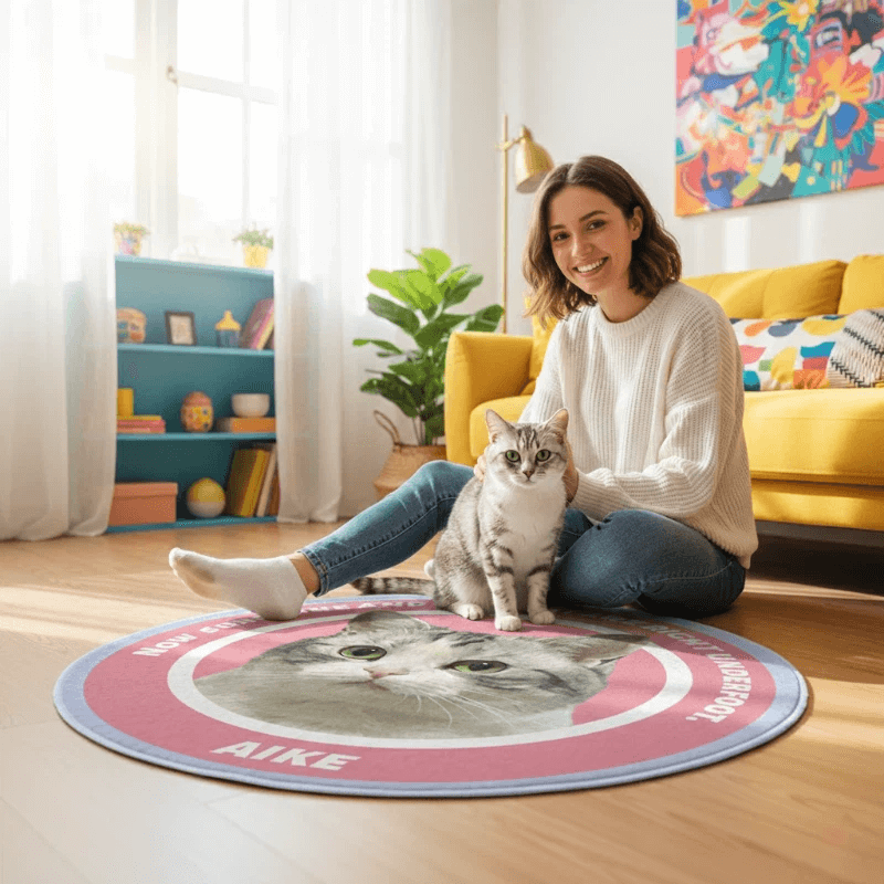 AikeDear-Custom Pet Portrait Rug  Made of Love & Paws