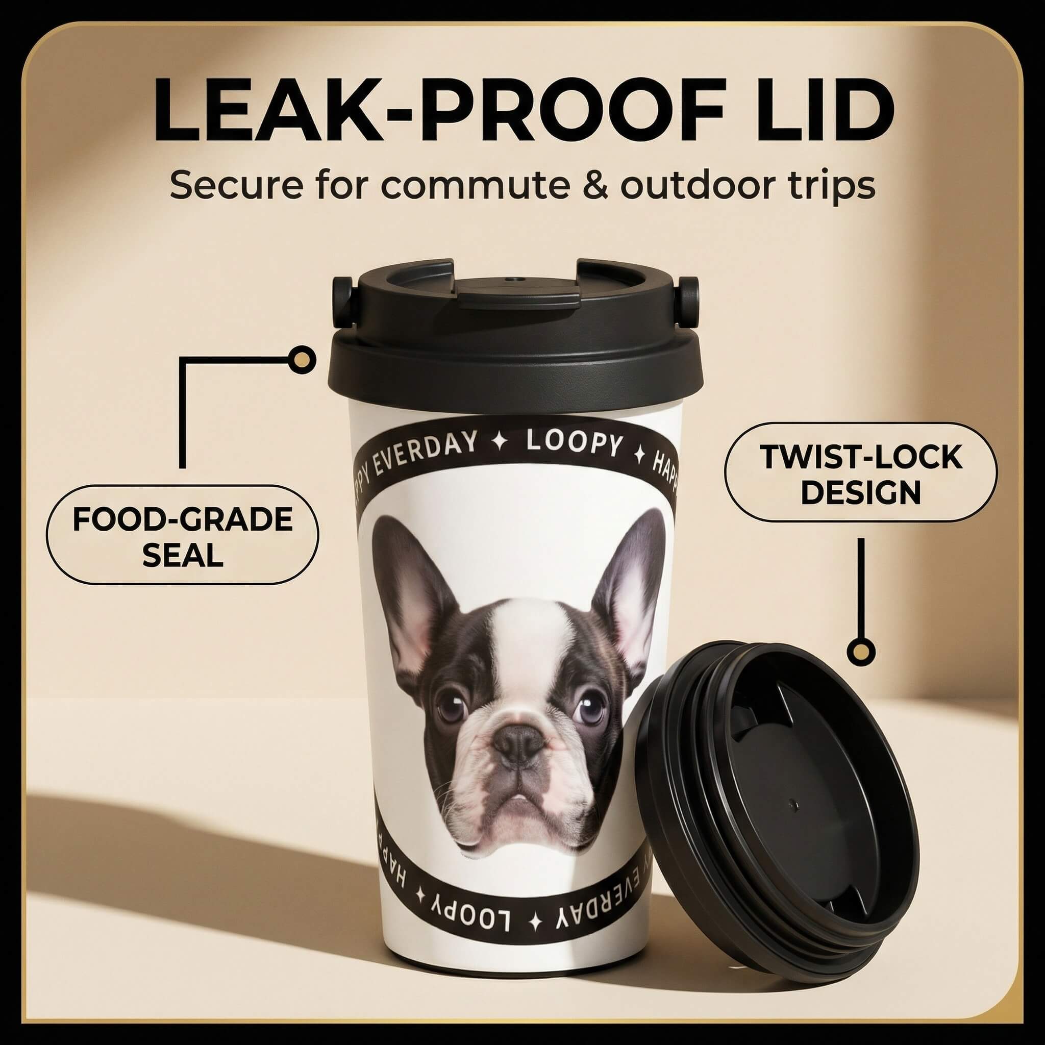 AikeDear - Custom Pet portrait Stainless Steel Coffee Cup