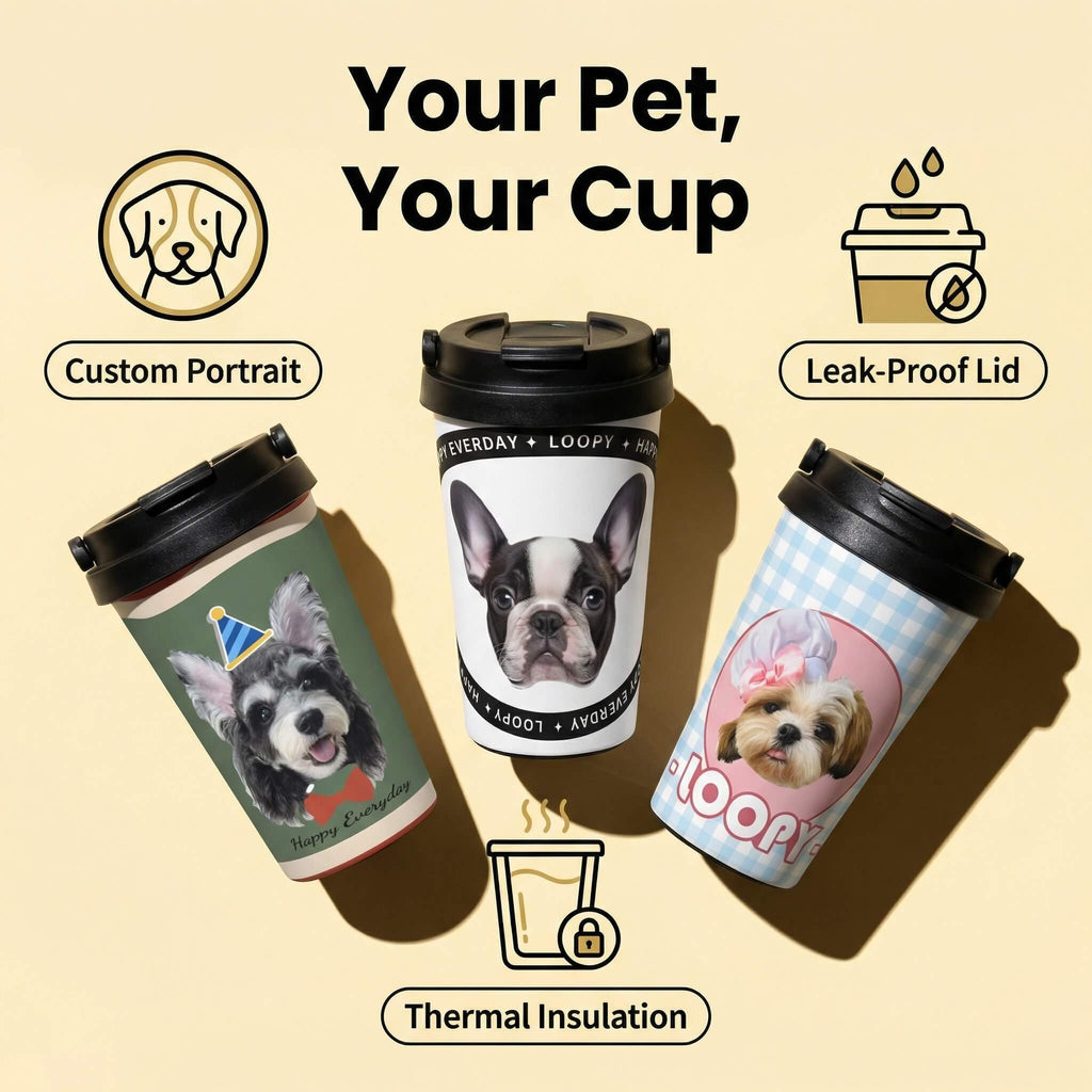 AikeDear - Custom Pet portrait Stainless Steel Coffee Cup