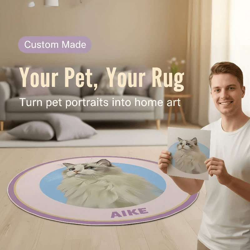 AikeDear-Custom Pet Portrait Rug  Made of Love & Paws