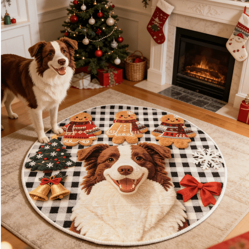 AikeDear-Custom pet portrait Christmas Keepsake Rug