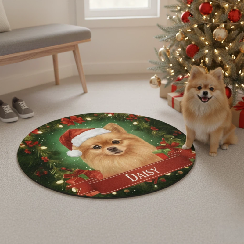AikeDear-Custom pet portrait Christmas Keepsake Rug