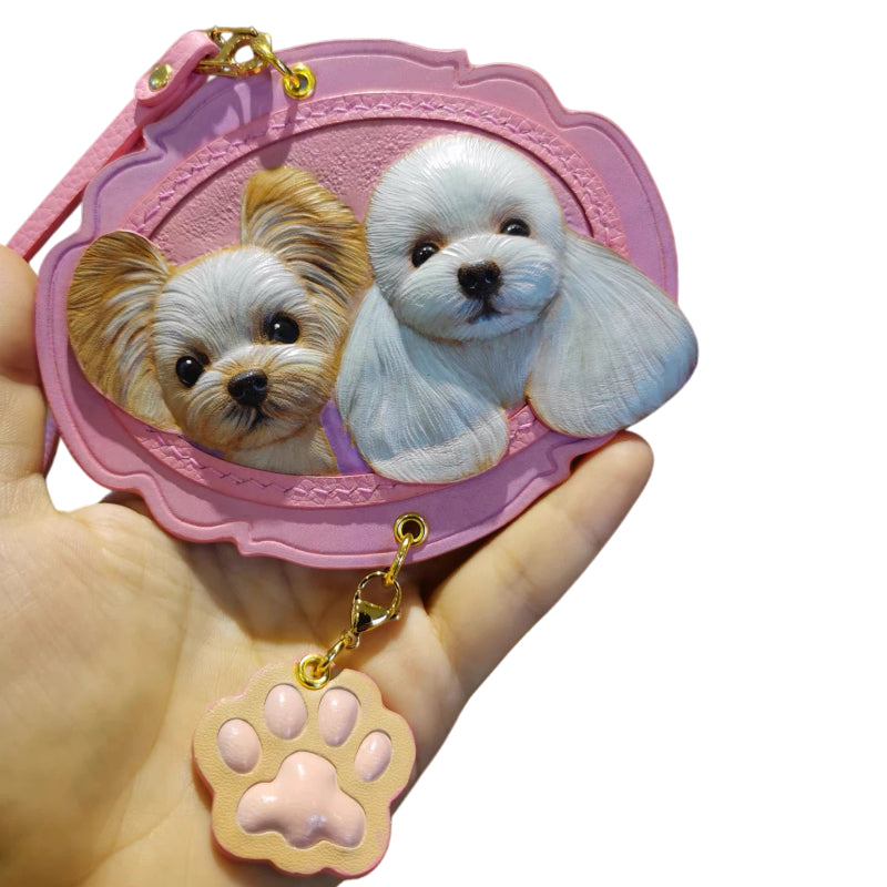 AikeDear- Custom Double Pets Portrait Leather Carving