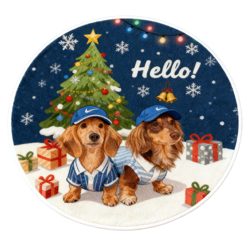 AikeDear-Custom pet portrait Christmas Keepsake Rug