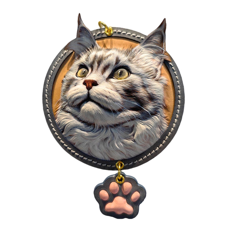 AikeDear -Custom Pet Portrait  Leather Carving Pendant